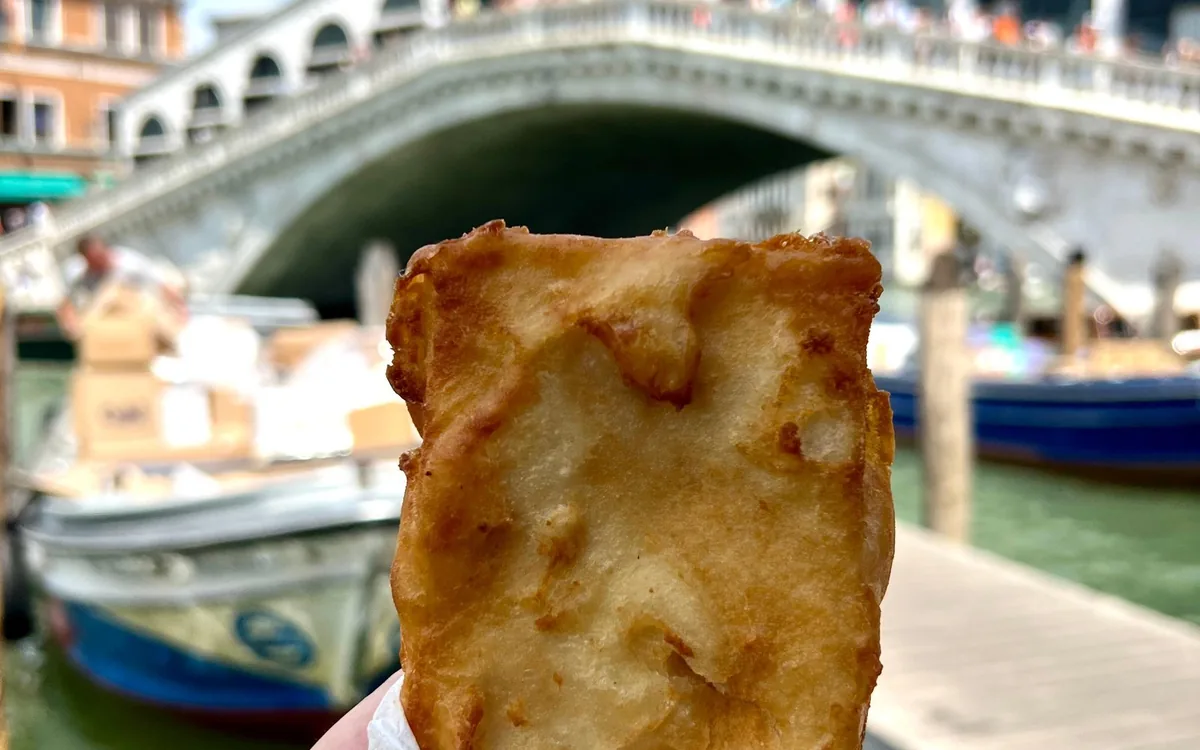 Fritto misto served in a paper cone in Venice