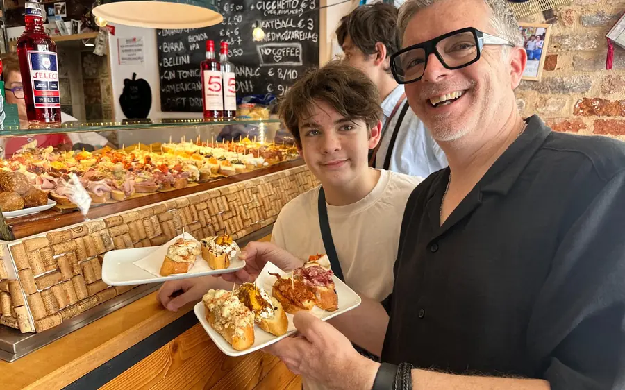 A counter of cicchetti in a bàcaro in Venice