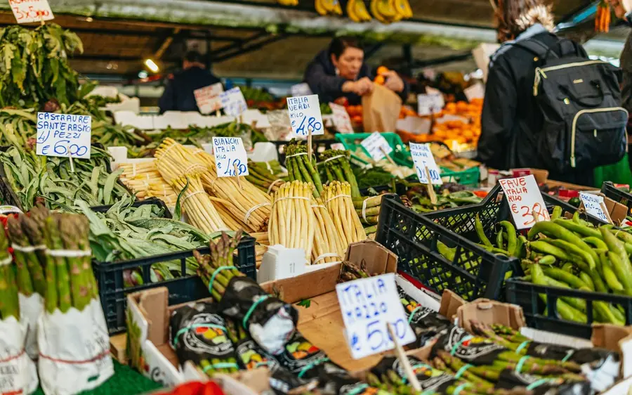 A fish stall at the Rialto market in Venice