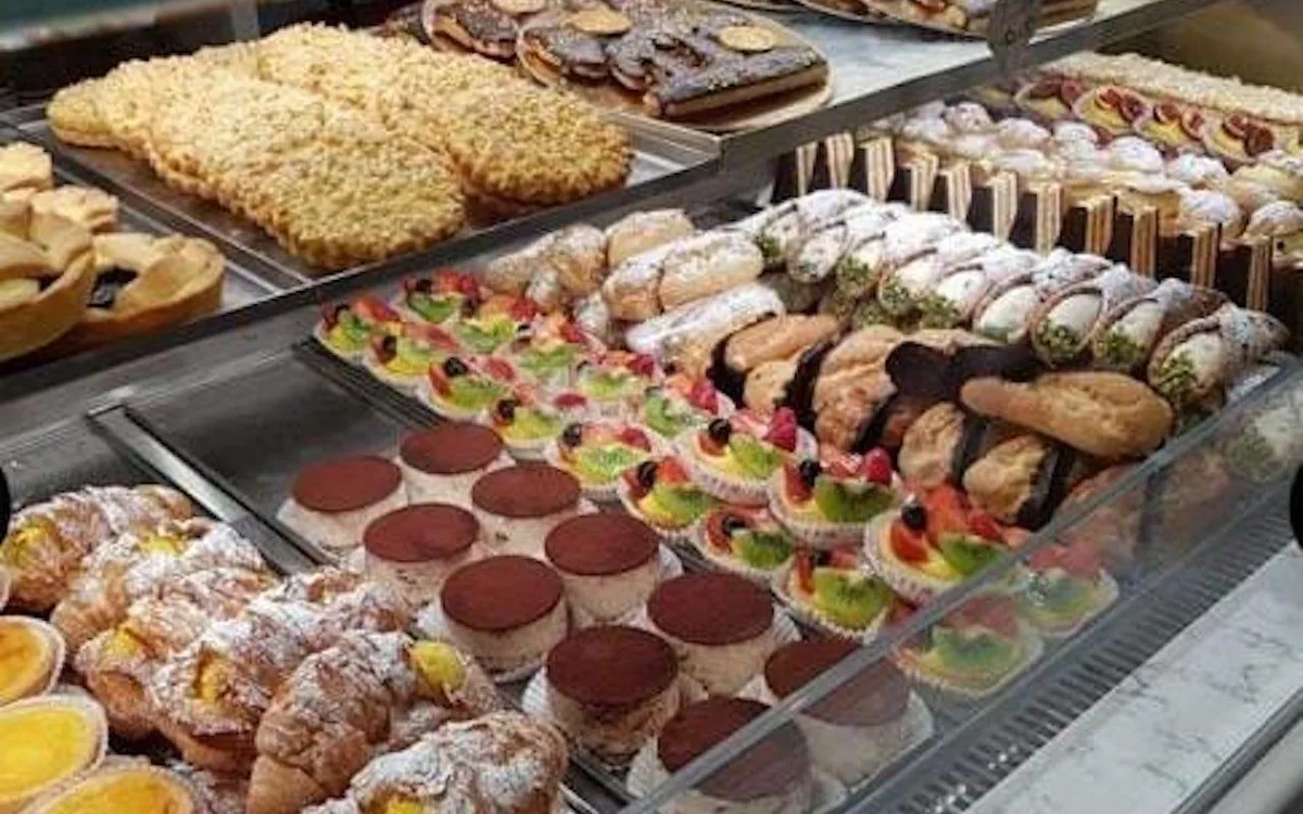 Tramezzini sandwiches stacked on a Venetian bar counter